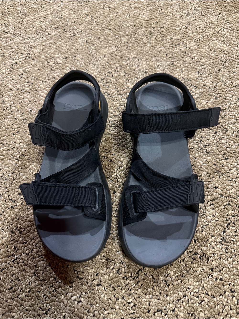 Teva‎ Men’s Black Sport Sandals with Gray Footbed Sz 9